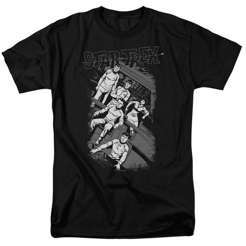 Star Trek-Retro Tilted Bridge - Short Sleeve Adult 18-1 Tee - Black- 4X