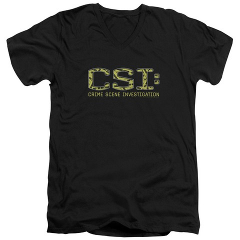 Csi-Collage Logo - Short Sleeve Adult 30-1 V-Neck Tee - Black- 2X