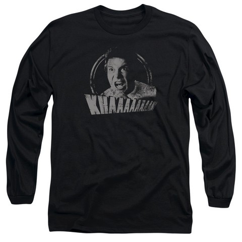 Star Trek-Khan Distressed - Long Sleeve Adult 18-1 Tee - Black- Extra Large