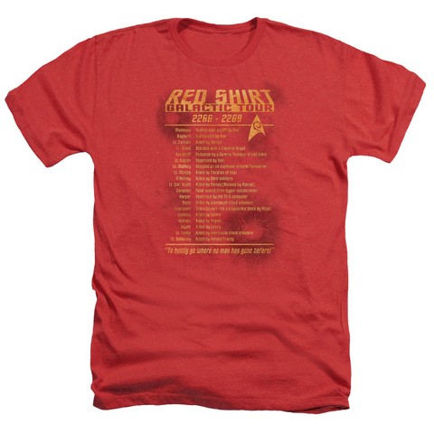 Star Trek-Red Shirt Tour - Adult Heather Tee - Red- Medium