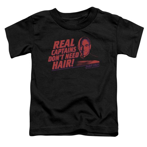 Star Trek-Real Captain - Short Sleeve Toddler Tee - Black- Medium 3T