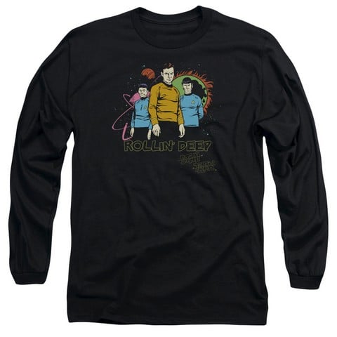 Star Trek-Rollin Deep - Long Sleeve Adult 18-1 Tee - Black- 2X