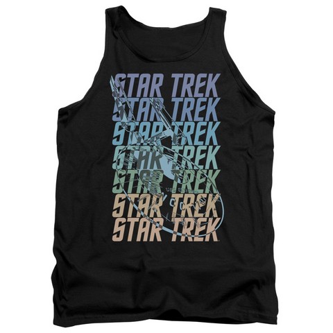 Star Trek-Multi Logo Enterprise - Adult Tank Top - Black- Large