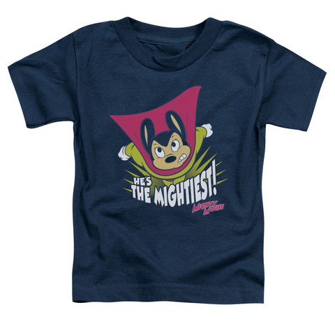 Mighty Mouse-The Mightiest - Short Sleeve Toddler Tee - Navy- Large 4T