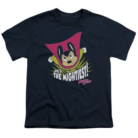 Mighty Mouse-The Mightiest - Short Sleeve Youth 18-1 Tee - Navy- Small