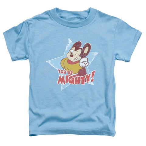 Mighty Mouse-You Are Mighty - Short Sleeve Toddler Tee - Carolina Blue- Medium 3T