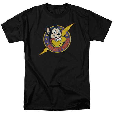 Mighty Mouse-Mighty Hero - Short Sleeve Adult 18-1 Tee - Black- 5X