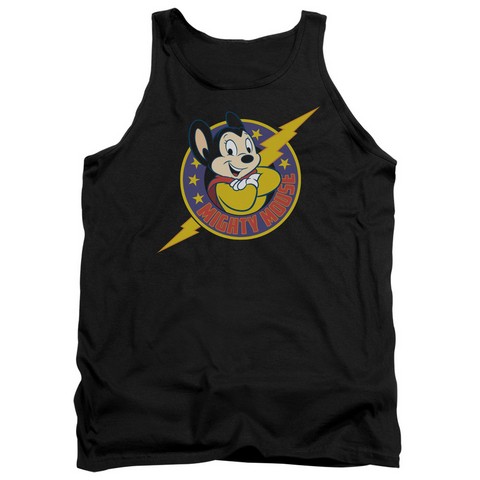 Mighty Mouse-Mighty Hero - Adult Tank Top - Black- Small