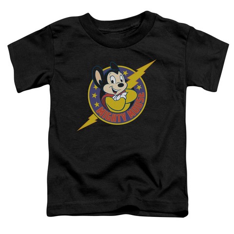 Mighty Mouse-Mighty Hero - Short Sleeve Toddler Tee - Black- Medium 3T
