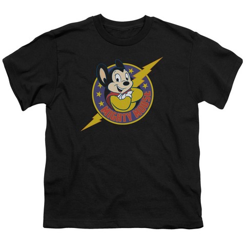 Mighty Mouse-Mighty Hero - Short Sleeve Youth 18-1 Tee - Black- Large