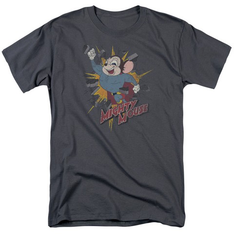 Mighty Mouse-Break Through - Short Sleeve Adult 18-1 Tee - Charcoal- Medium