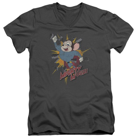 Mighty Mouse 30-1 V-Neck Tee - Charcoal - Small