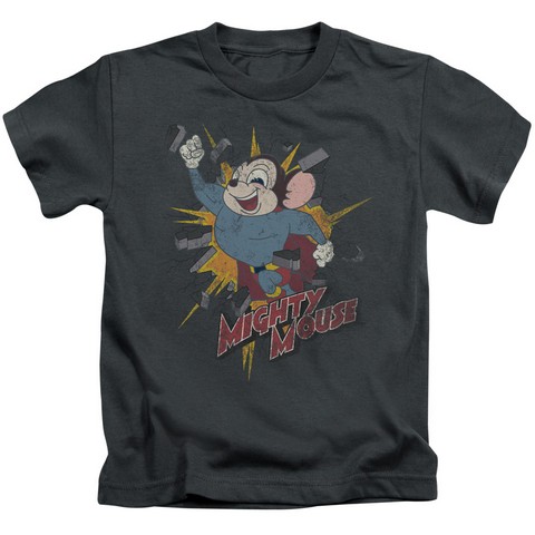 Mighty Mouse-Break Through - Short Sleeve Juvenile 18-1 Tee - Charcoal- Medium 5-6