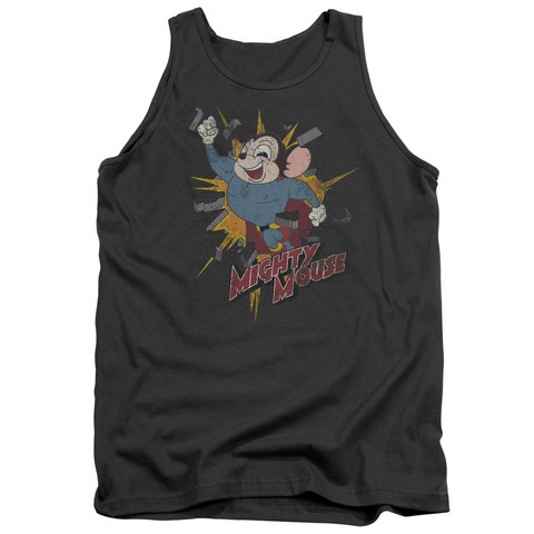 Mighty Mouse-Break Through - Adult Tank Top - Charcoal- Medium