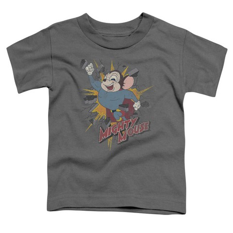 Mighty Mouse-Break Through - Short Sleeve Toddler Tee - Charcoal- Medium 3T