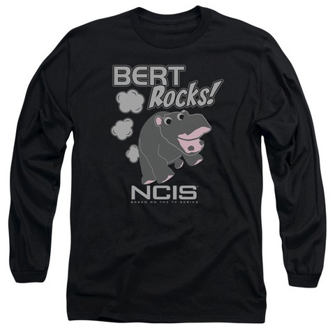 Ncis-Bert Rocks - Long Sleeve Adult 18-1 Tee - Black- Medium