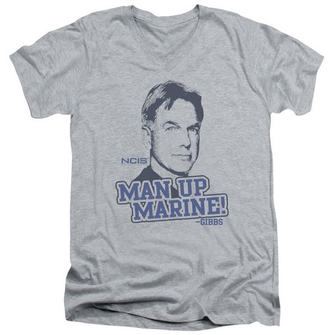 Ncis-Man Up - Short Sleeve Adult 30-1 V-Neck Tee - Heather- Medium
