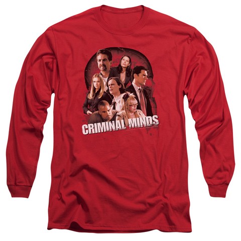 Criminal Minds-Brain Trust Long Sleeve Adult 18-1 Tee - Red - Extra Large