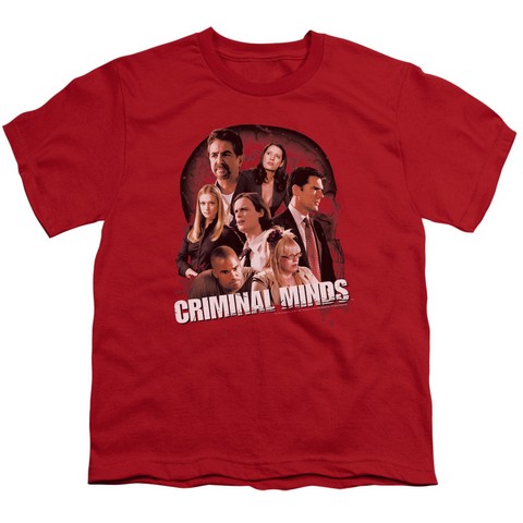 Criminal Minds-Brain Trust - Short Sleeve Youth 18-1 Tee - Red- Large