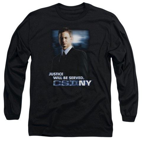 Csi-Ny-Justice Served - Long Sleeve Adult 18-1 Tee - Black- Medium