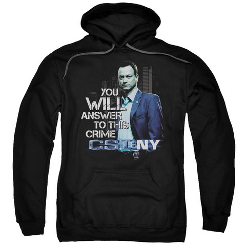Csi Ny-You Will Answer - Adult Pull-Over Hoodie - Black- Extra Large -  Trevco, CBS980-AFTH-4