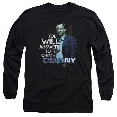 CSI NY-You Will Answer - Long Sleeve Adult 18-1 Tee - Black- Medium