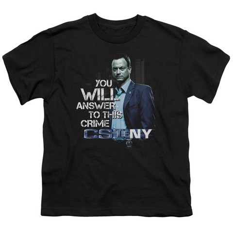 Csi Ny-You Will Answer - Short Sleeve Youth 18-1 Tee - Black- Small