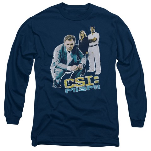 Csi-Miami-In Perspective - Long Sleeve Adult 18-1 Tee - Navy- Extra Large
