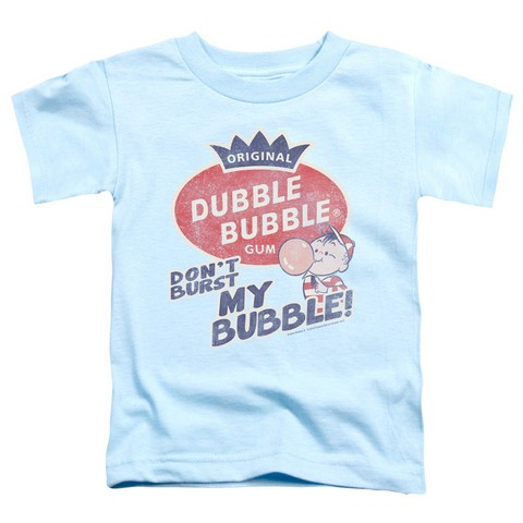 Dubble Bubble-Burst Bubble - Short Sleeve Toddler Tee - Light Blue- Small 2T