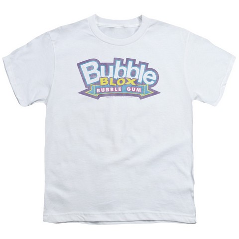 Dubble Bubble-Bubble Blox - Short Sleeve Youth 18-1 Tee - White & Extra Large