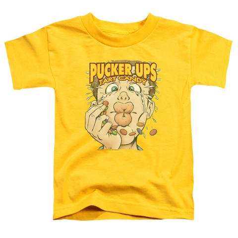 Dubble Bubble-Pucker Ups - Short Sleeve Toddler Tee - Yellow, Medium 3T