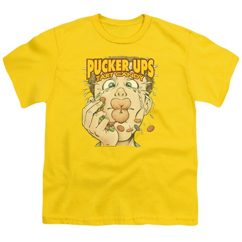 Dubble Bubble-Pucker Ups - Short Sleeve Youth 18-1 Tee - Yellow- Medium
