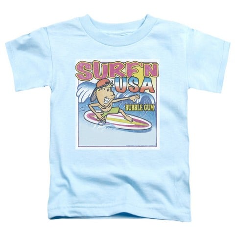 Dubble Bubble-Surfn Usa Gum - Short Sleeve Toddler Tee - Light Blue- Small 2T