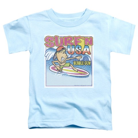 Dubble Bubble-Surfn Usa Gum - Short Sleeve Toddler Tee - Light Blue- Medium 3T
