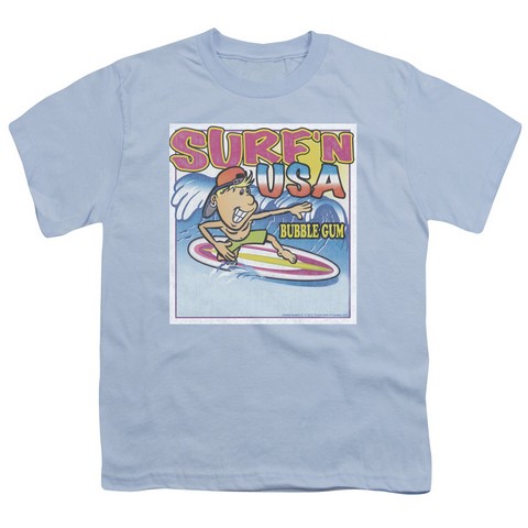 Dubble Bubble-Surfn Usa Gum - Short Sleeve Youth 18-1 Tee - Light Blue- Medium