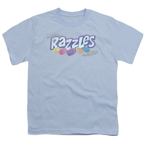 Dubble Bubble-Distressed Logo - Short Sleeve Youth 18-1 Tee - Light Blue- Medium