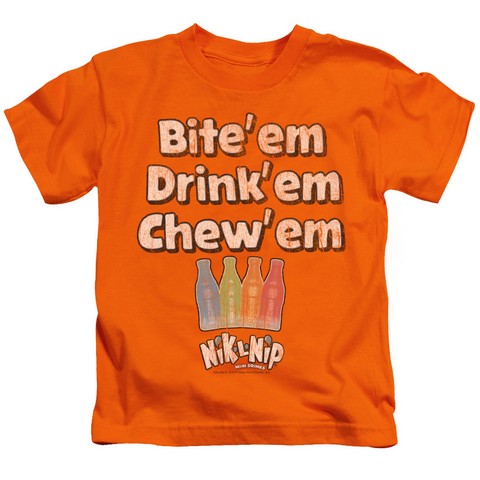 Dubble Bubble-Bite Drink Chew - Short Sleeve Juvenile 18-1 Tee - Orange- Medium 5-6