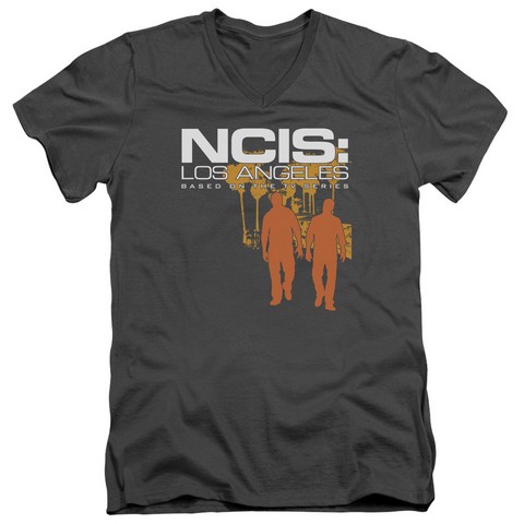 Ncis-La-Slow Walk - Short Sleeve Adult 30-1 V-Neck Tee - Charcoal- Large