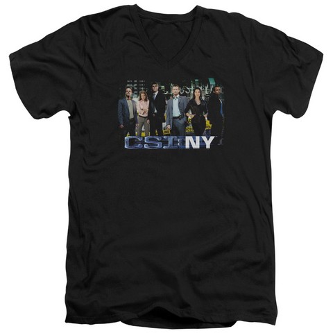 Csi Ny-Cast - Short Sleeve Adult 30-1 V-Neck Tee - Black- Medium