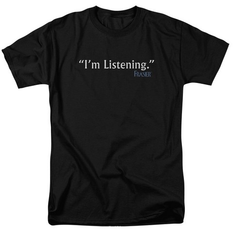Frasier-I Am Listening - Short Sleeve Adult 18-1 Tee - Black- Medium