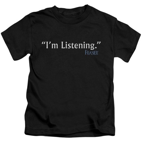 Frasier-I Am Listening - Short Sleeve Juvenile 18-1 Tee - Black- Medium 5-6