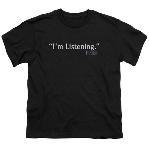 Frasier-I Am Listening - Short Sleeve Youth 18-1 Tee - Black- Large