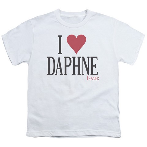 Frasier-I Heart Daphne - Short Sleeve Youth 18-1 Tee - White & Extra Large