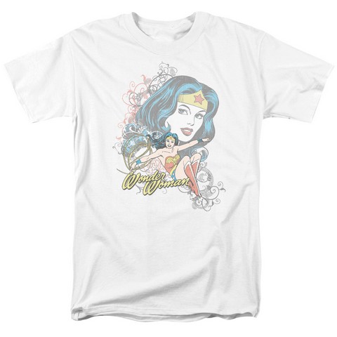 Dc-Wonder Scroll - Short Sleeve Adult 18-1 Tee - White & Extra Large