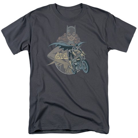 Dc-Batgirl Biker - Short Sleeve Adult 18-1 Tee - Charcoal- Medium