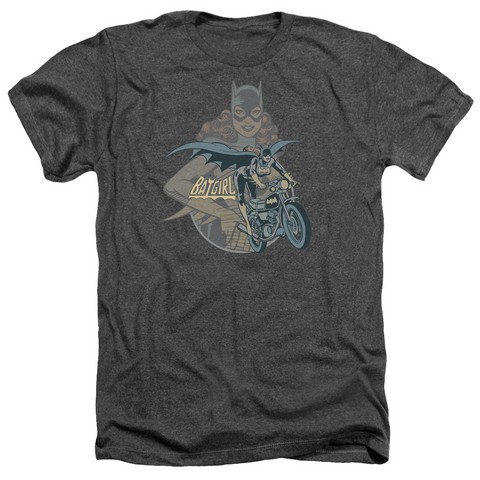 Dc-Batgirl Biker - Adult Heather Tee - Charcoal- Extra Large