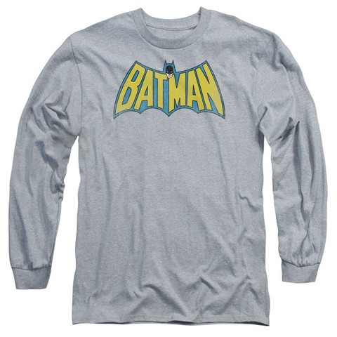 Dc-Classic Batman Logo - Long Sleeve Adult 18-1 Tee - Heather & Large