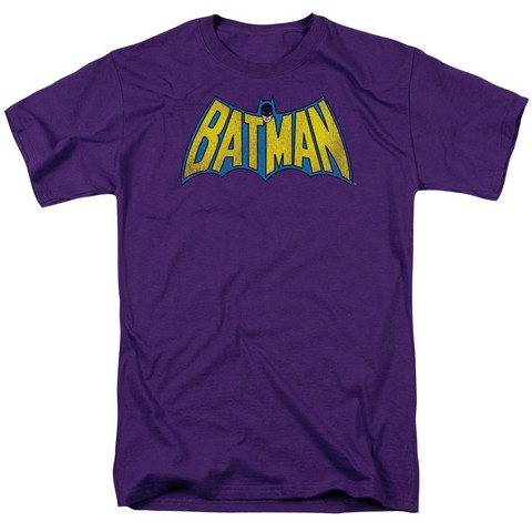 Dc-Classic Batman Logo Distressed - Short Sleeve Adult 18-1 Tee - Purple- 3X