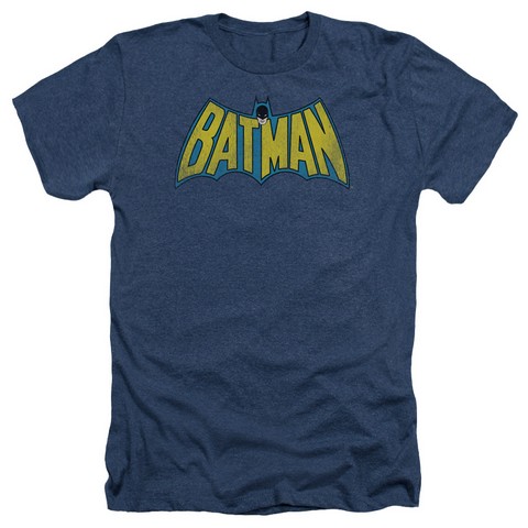 Dc-Classic Batman Logo - Adult Heather Tee - Navy- Extra Large