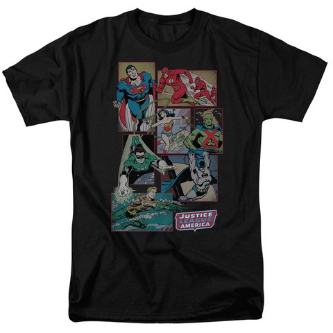 DC-Justice League Boxes - Short Sleeve Adult 18-1 Tee - Black- Medium